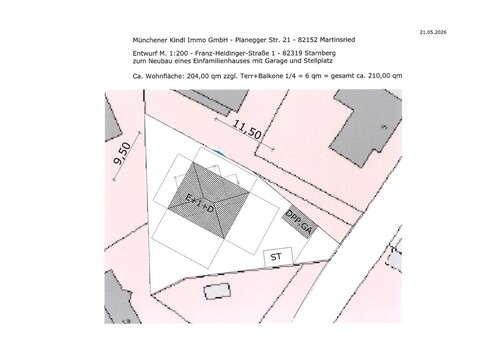 Mögliche Planung und Bebauung mit einem Einfamilienhaus mit Garage und Stellplatz - Grundstück zum Kaufen in Starnberg