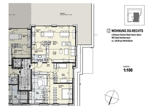 Wohnung 12 - DG-rechts - 3 Zimmer Einfamilienhaus zur Miete in Würselen