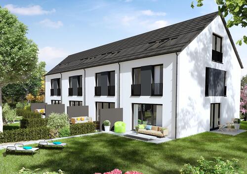 Außenbild 3D - Durch KI-Steuerung kaum Energieverbrauch! Modernes Reihenmittelhaus in naturnaher Umgebung