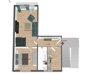 2 Zimmer Wohnung mit Einbauküche und Balkon - Gatersleben