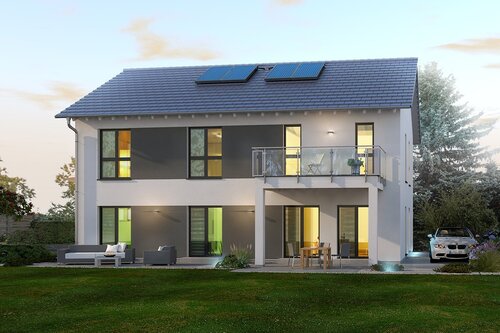 Gartenansicht mit 2 Vollgeschossen - 7 Zimmer Mehrfamilienhaus, Wohnhaus zum Kaufen in Schorfheide