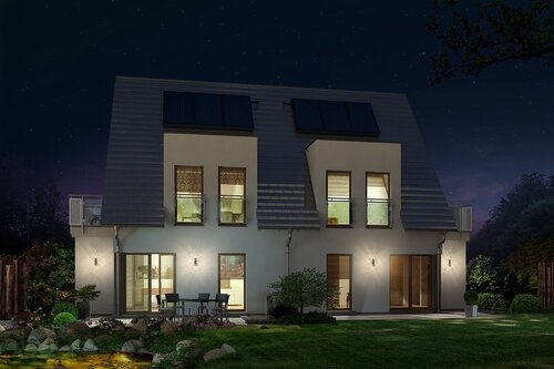 Gartenansicht bei Nacht - 3 Zimmer Doppelhaushälfte in Eberswalde
