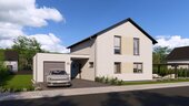 Frontansicht schräg - Günstig bauen, schnell einziehen - in ein Haus, das perfekt zu Ihnen passt!