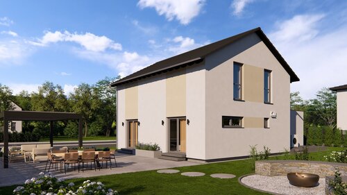 Gartenansicht - Verwirklichen Sie Ihren Haustraum - maßgeschneidert, effizient & schnell gebaut.