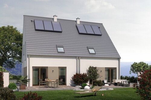 Foto - Doppelhaus. Mehr Haus fürs Geld Effizient bauen, Kosten teilen, besser wohnen. Natürlich ALLKAUF