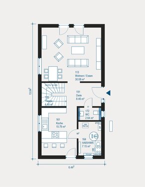 Grundriß Erdgeschoß - 5 Zimmer Einfamilienhaus in Luckenwalde