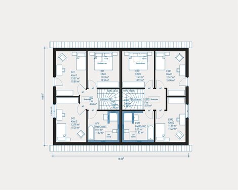 Grundriß Obergeschoß - Doppelhaushälfte mit 127,49 m² in Bernau zum Kaufen