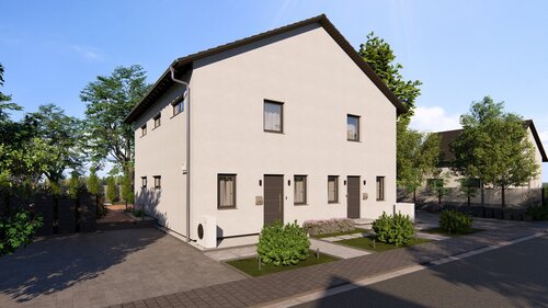 Beispiel Frontansicht - Exklusive Doppelhaushälfte nach Ihren Wünschen für Sie gebaut - schnell, günstig und effizient!