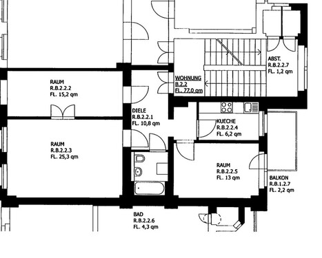 Grundriß 2. OG - 3 Zimmer Etagenwohnung zur Miete in Radebeul