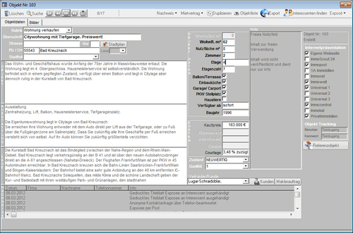 Softwarepartner_ImmoKaufmann - Eingabemaske Immobiliendaten ImmoKaufmann Screenshot.
